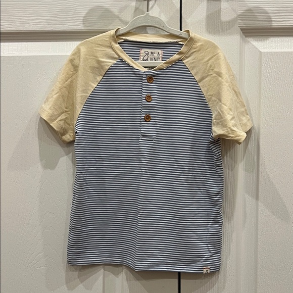 ME & HENRY Striped T-Shirt Blue White Tan Boys Size 4-5 Years - Picture 1 of 7